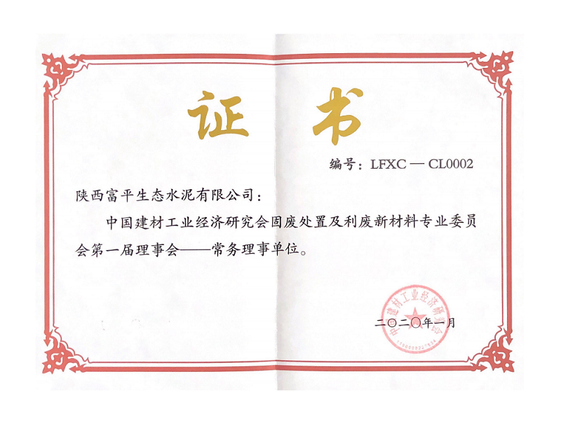 中國建材工業(yè)經(jīng)濟研究會(huì )固廢處理及利廢新材料專(zhuān)業(yè)委員會(huì )第一屆理事會(huì )—常務(wù)理事單
